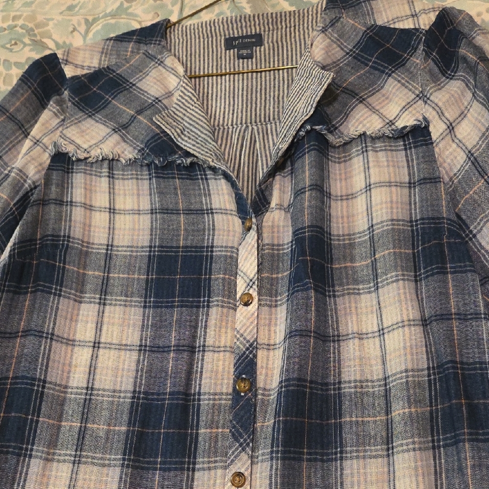 Blue Plaid Button-Up Shirt
